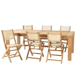 Lot n°165 Salon de jardin en teck et textilène 8/10 personnes