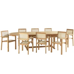 Lot n°159 Salon de jardin en teck et textilène 10/12 personnes