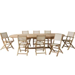 Lot n°158 Salon de jardin en teck et textilène 10/12 personnes