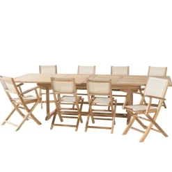 Lot n°160 Salon de jardin en teck et textilène 10/12 personnes