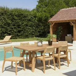 Lot n°17 Salon de jardin teck recyclé rotin synthétique 6 personnes VALERIA