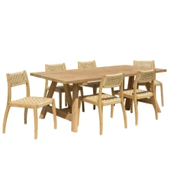 Lot n°17 Salon de jardin teck recyclé rotin synthétique 6 personnes VALERIA