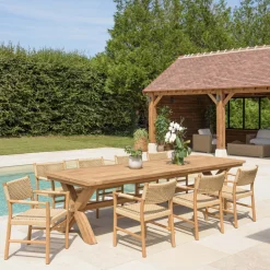 Lot n°9 Salon de jardin teck recyclé rotin synthétique 8 à 10 personnes VALERIA