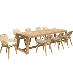 Lot n°6 Salon de jardin teck recyclé rotin synthétique 8 à 10 personnes VALERIA