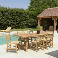 Lot n°16 Salon de jardin teck recyclé rotin synthétique 6 personnes VALERIA