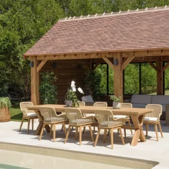 Lot n°11 Salon de jardin teck recyclé rotin synthétique 8 à 10 personnes VALERIA