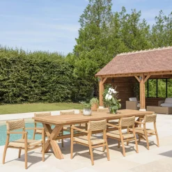 Lot n°8 Salon de jardin teck recyclé rotin synthétique 8 à 10 personnes VALERIA