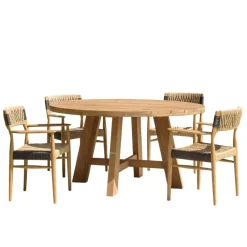 Lot n°27 Salon de jardin teck recyclé rotin synthétique 4 personnes VALERIA