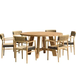 Lot n°28 Salon de jardin teck recyclé rotin synthétique 6 personnes VALERIA