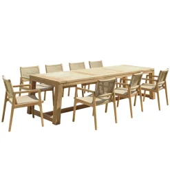 Lot n°5 Salon de jardin teck recyclé rotin synthétique 8 à 10 personnes VALERIA