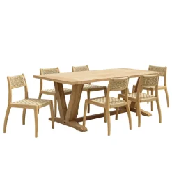 Lot n°15 Salon de jardin teck recyclé rotin synthétique 6 personnes VALERIA