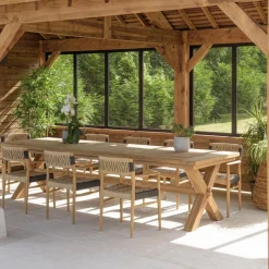 Lot n°7 Salon de jardin teck recyclé rotin synthétique 8 à 10 personnes VALERIA