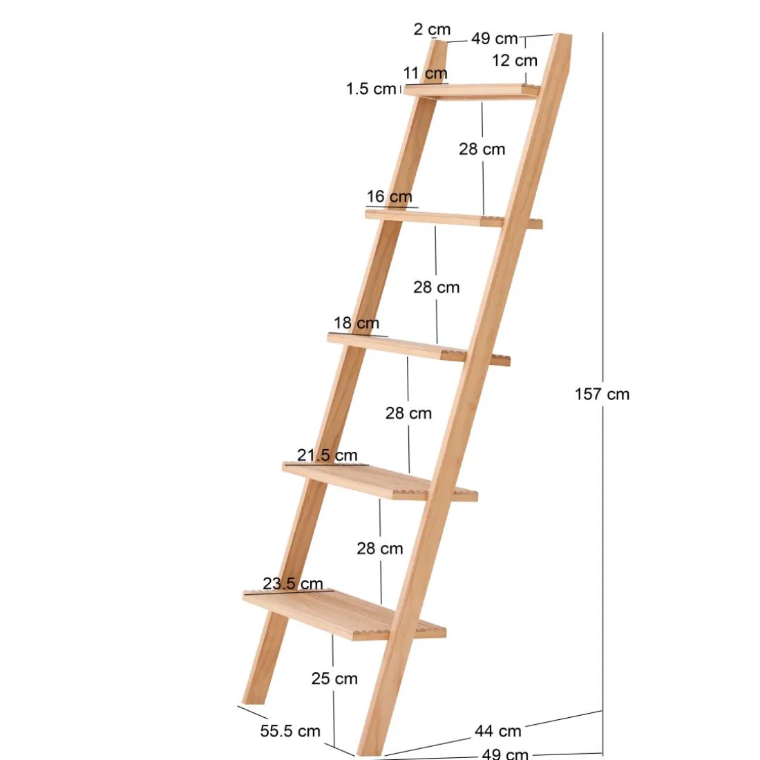 L'étagère murale échelle SMOGEN en bois massif naturel style scandinave design intemporel fabriquée en pin de haute qualité