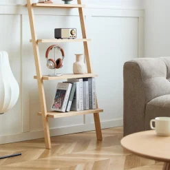 L'étagère murale échelle SMOGEN en bois massif naturel style scandinave design intemporel fabriquée en pin de haute qualité