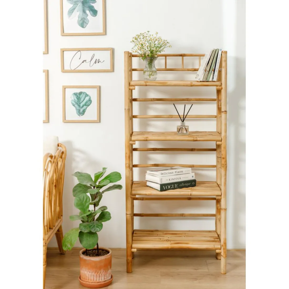 L'étagère SEMARANG design moderne et scandinave 4 niveaux larges et profonds de rangements