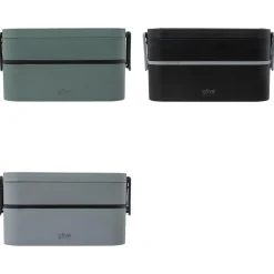 Lunch box double compartiments avec couverts - gris