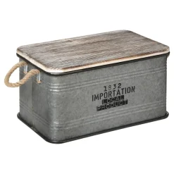 Malle Métal Bois Zinc x 3