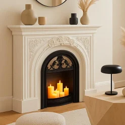 Manteau de cheminée style classique Arcane Blanc texturé