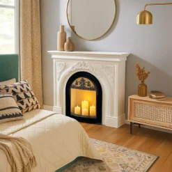 Manteau de cheminée style classique Arcane Blanc texturé