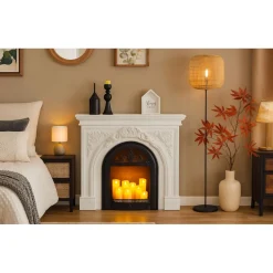 Manteau de cheminée style classique Arcane Blanc texturé