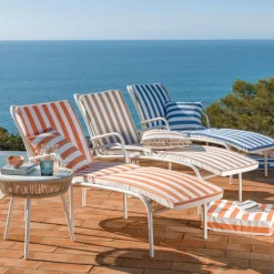 Matelas de sol en polyester PORNIC bain de soleil, rayé terracotta