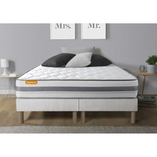 Matelas double sommiers Memo Spring Ressorts ensaches 3 zones de confort MAXI épaisseur