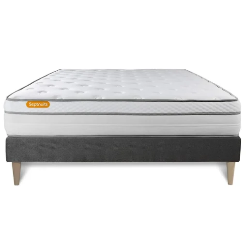 Matelas sommier kit gris Memo Luxe Ressorts ensaches memoire de forme MAXI epaisseur