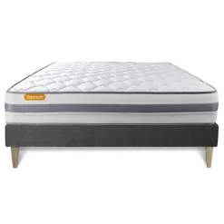 Matelas sommier kit gris Memo Spring Ressorts ensaches MAXI épaisseur