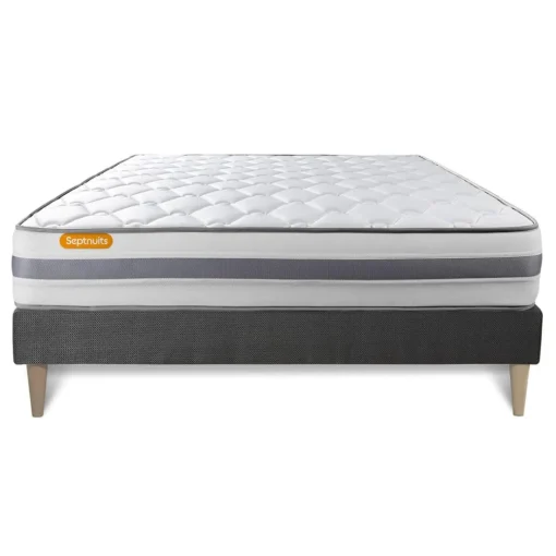 Matelas sommier kit gris Memo Spring Ressorts ensaches MAXI épaisseur