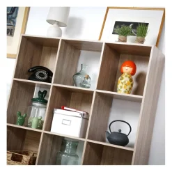 Meuble à 12 cases en bois Beige