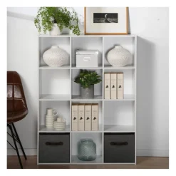 Meuble à 12 cases en bois Blanc