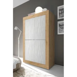 Meuble 4 portes effet bois blanc