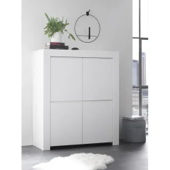 Meuble 4 portes en bois FIRENZE blanc opaque