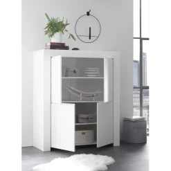 Meuble 4 portes en bois FIRENZE blanc opaque