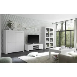 Meuble 4 portes en bois FIRENZE blanc opaque