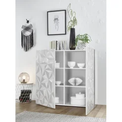 Meuble 2 portes PRISMA laqué blanc brillant