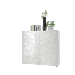 Meuble 2 portes PRISMA laqué blanc brillant
