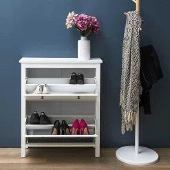 Meuble A Chaussures 2 Portes en Bois blanc