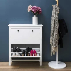 Meuble A Chaussures 2 Portes en Bois blanc