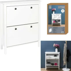 Meuble A Chaussures 2 Portes en Bois blanc