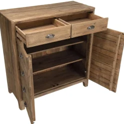 Meuble ANDRIAN 2 Tiroirs 2 Portes Avec Deco Faux Tiroirs Bois Pin Recyclé