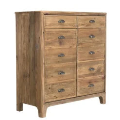 Meuble ANDRIAN 2 Tiroirs 2 Portes Avec Deco Faux Tiroirs Bois Pin Recyclé