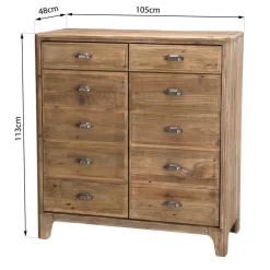 Meuble ANDRIAN 2 Tiroirs 2 Portes Avec Deco Faux Tiroirs Bois Pin Recyclé