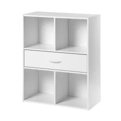 Meuble banc à 4 cases avec 1 tiroir en bois Blanc