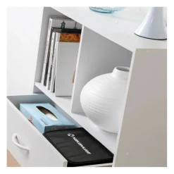 Meuble banc à 4 cases avec 1 tiroir en bois Blanc