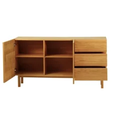 Meuble bas 2 portes 3 tiroirs naturel