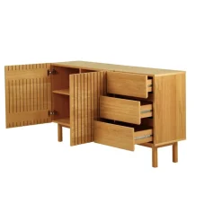 Meuble bas 2 portes 3 tiroirs naturel