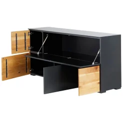 Meuble bas 5 portes chêne naturel et laqué anthracite