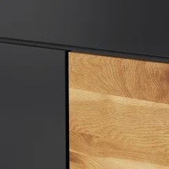 Meuble bas 5 portes chêne naturel et laqué anthracite