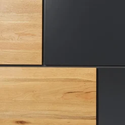 Meuble bas 5 portes chêne naturel et laqué anthracite